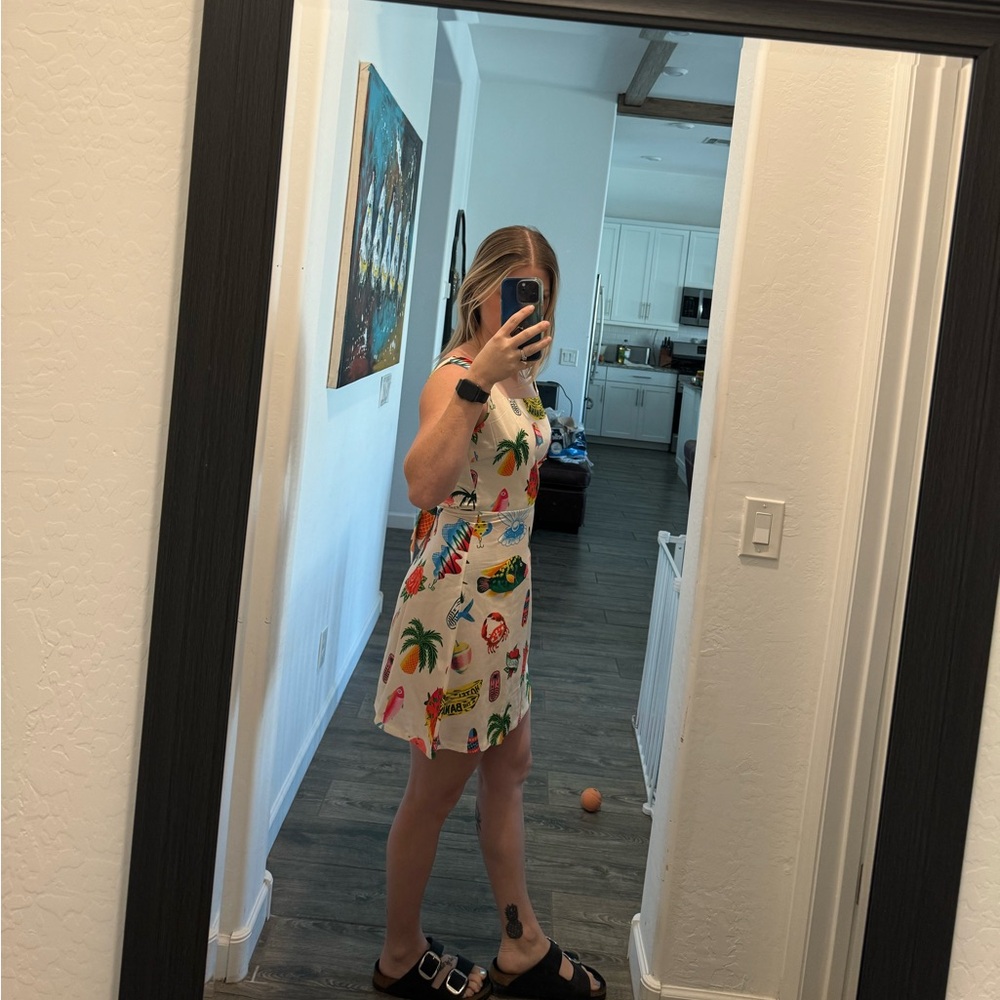Beachy vacay dress with a tie back and fun print! - Picture 6 of 7